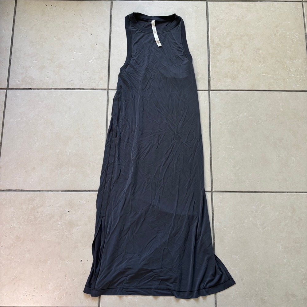 Lululemon Grey Racerback Maxi Dress Lenzing Modal Blend Side Slits Size 4